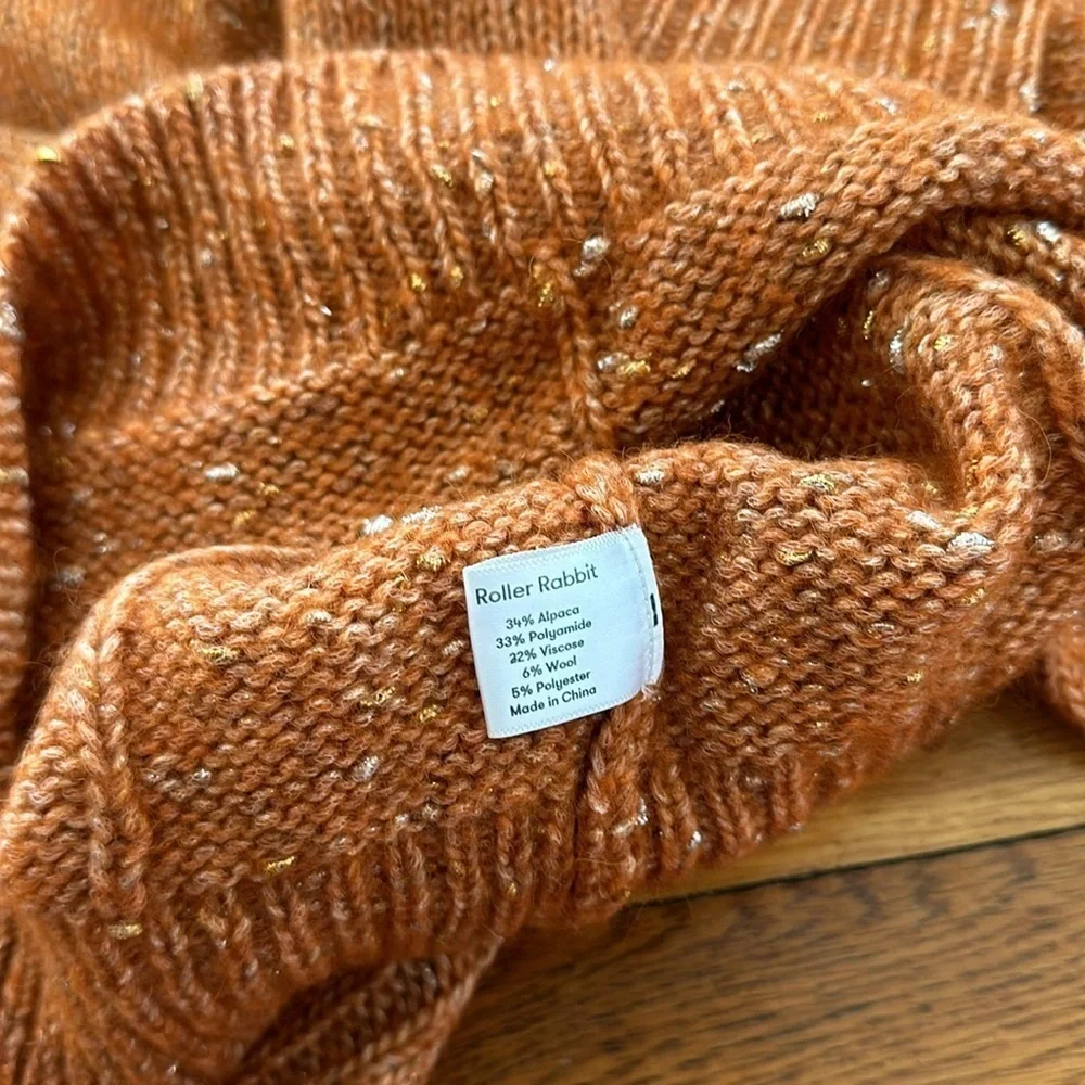 NWOT Roberta Roller Rabbit Velma alpaca wool orange rust SPECK sweater eyelet